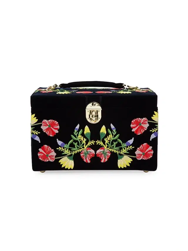 Wolf Medium Zoe Embroidered Jewelry Box - Indigo