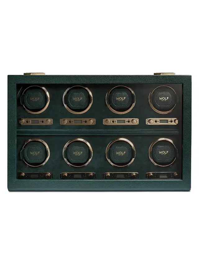 Wolf British Racing Green 8-Piece Watch Winder - Green