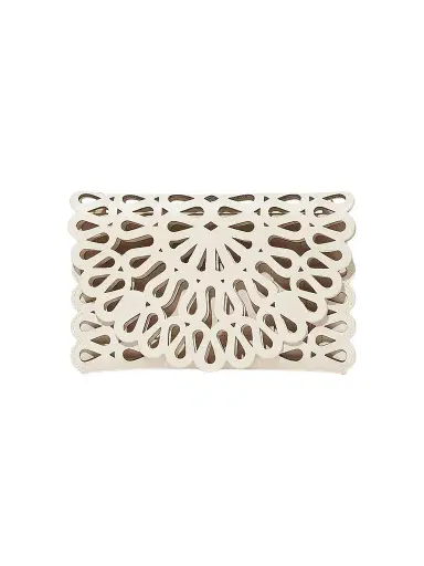 SIMKHAI Women's McCall Laser-Cut Leather Clutch - Cream | Thumbnail 1