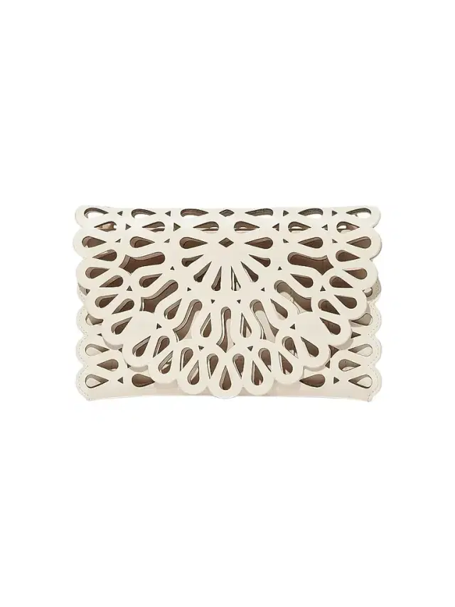 SIMKHAI Women's McCall Laser-Cut Leather Clutch - Cream
