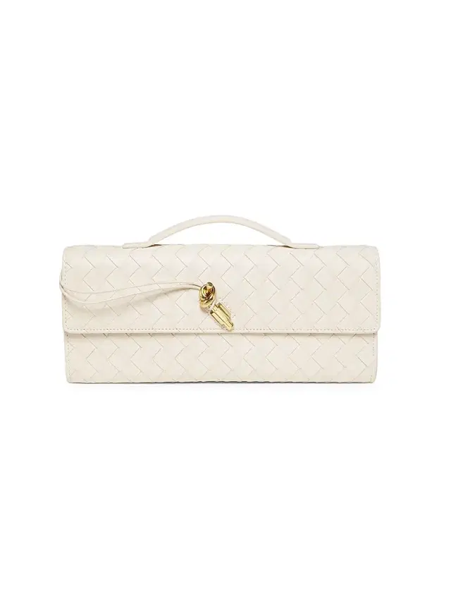 Bottega Veneta Women's Andiamo Intrecciato Leather Top-Handle Clutch - Sea Salt