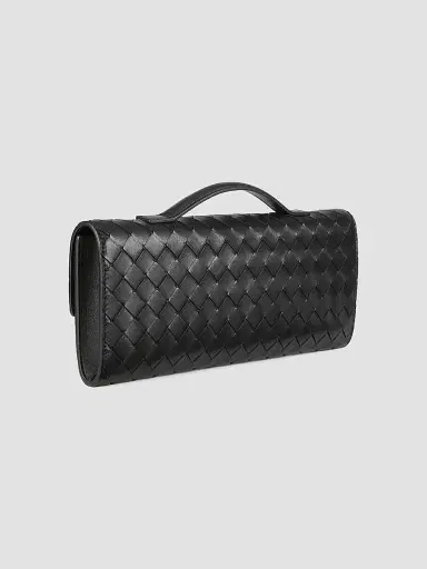 Bottega Veneta Women's Andiamo Intrecciato Leather Top-Handle Clutch - Black | Thumbnail 4
