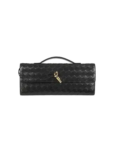 Bottega Veneta Women's Andiamo Intrecciato Leather Top-Handle Clutch - Black | Thumbnail 1