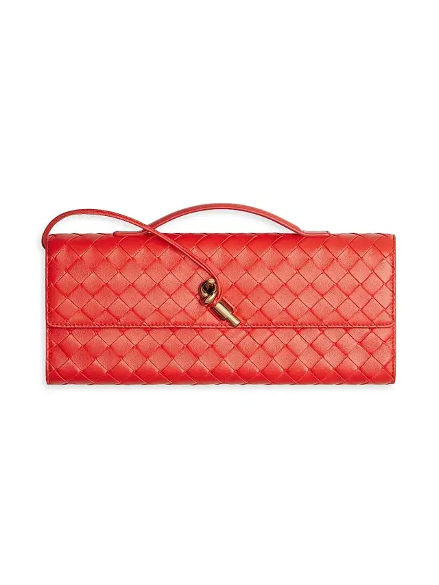 Women's Andiamo Intrecciato Leather Top-Handle Clutch Women's Andiamo Intrecciato Leather Top-Handle Clutch