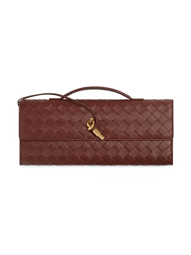 Bottega Veneta Women's Andiamo Intrecciato Leather Top-Handle Clutch
