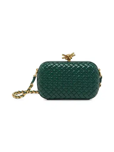 Bottega Veneta Women's Knot Padded Intreccio Leather Minaudière | Thumbnail 1 Bottega Veneta Women's Knot Padded Intreccio Leather Minaudière | Thumbnail 1