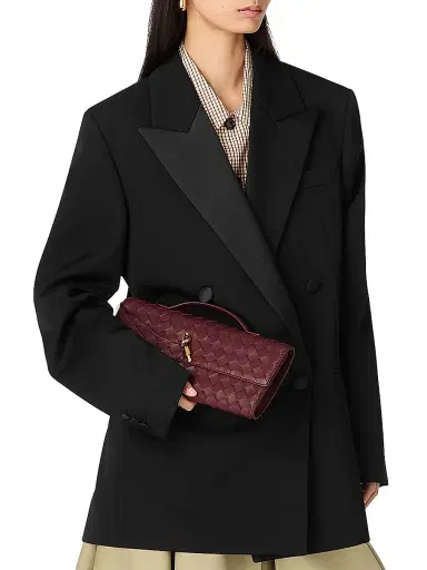 Bottega Veneta Women's Andiamo Intrecciato Leather Top-Handle Clutch - Barolo | Thumbnail 2