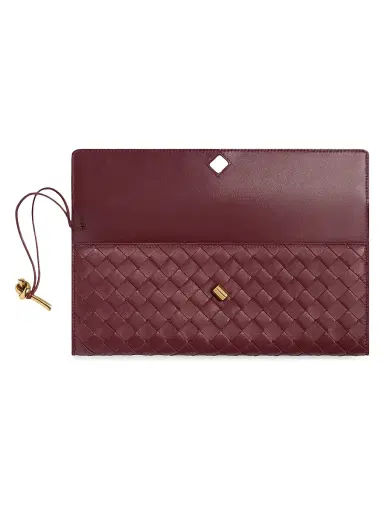 Bottega Veneta Women's Andiamo Intrecciato Leather Top-Handle Clutch - Barolo | Thumbnail 3