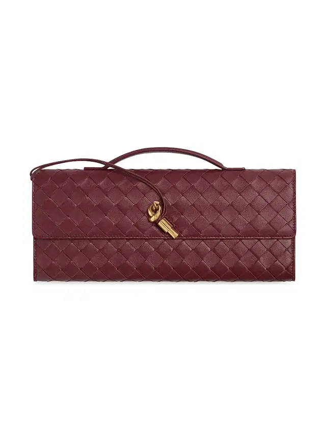 Women's Andiamo Intrecciato Leather Top-Handle Clutch - Barolo