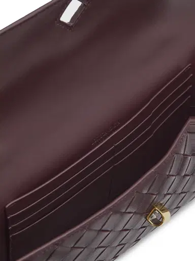 Bottega Veneta Women's Andiamo Intrecciato Leather Top-Handle Clutch - Dark Barolo Brass | Thumbnail 4 Bottega Veneta Women's Andiamo Intrecciato Leather Top-Handle Clutch - Dark Barolo Brass | Thumbnail 4