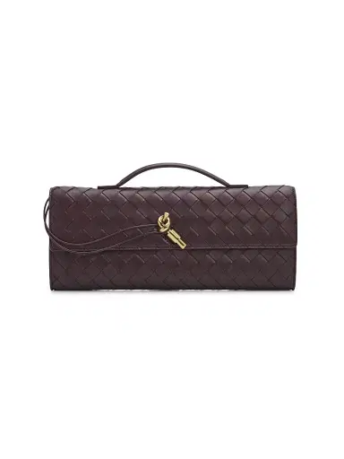 Bottega Veneta Women's Andiamo Intrecciato Leather Top-Handle Clutch - Dark Barolo Brass | Thumbnail 1 Bottega Veneta Women's Andiamo Intrecciato Leather Top-Handle Clutch - Dark Barolo Brass | Thumbnail 1