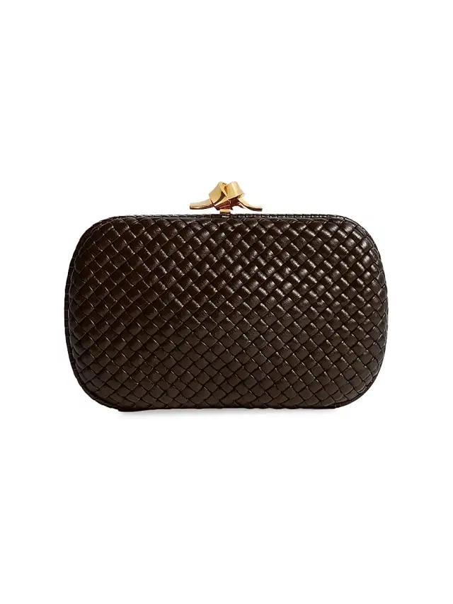 Bottega Veneta Women's Tosca Knot Intrecciato Leather Minaudière - Fondant Brass