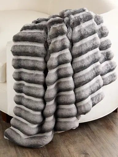 Lyla Grant Fur-Free Faux Chinchilla Throw - Gray Chinch | Thumbnail 1
