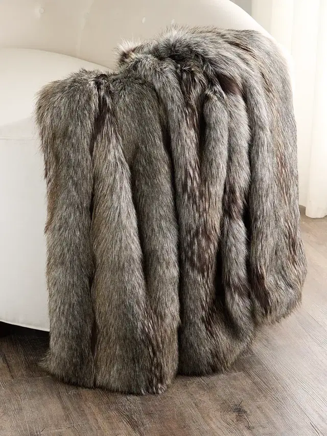 Lyla Grant Fur-Free Faux Fox Throw - Silver