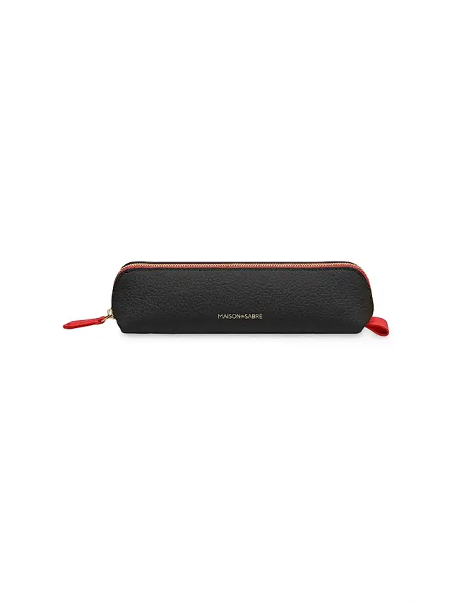 Maison de Sabre Leather Pencil Case - Rouge Noir