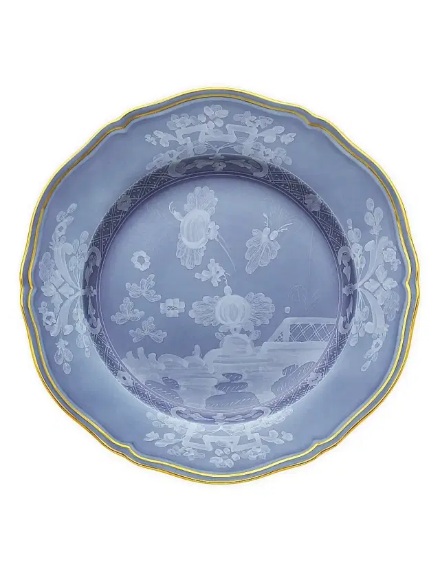 Ginori 1735 Oriente Italiano Gold-Rimmed Plate Collection - Periwinkle Blue Soup Plate