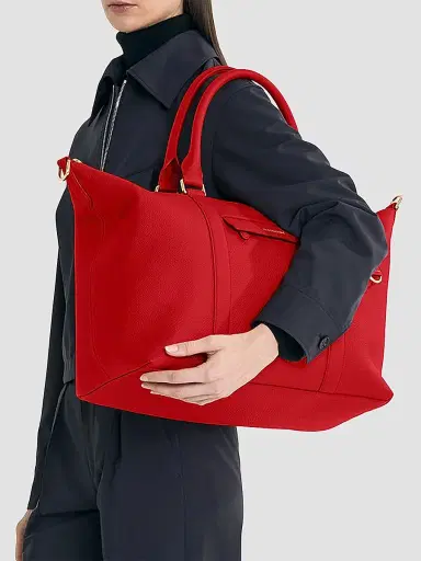 Maison de Sabre Men's Large Leather Weekender Bag - Pomegranate Red | Thumbnail 2 Maison de Sabre Men's Large Leather Weekender Bag - Pomegranate Red | Thumbnail 2