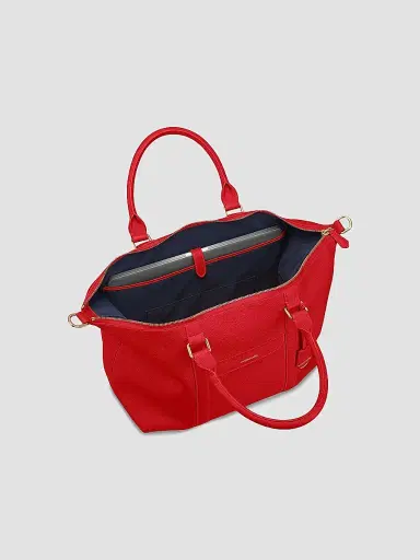 Maison de Sabre Men's Large Leather Weekender Bag - Pomegranate Red | Thumbnail 3 Maison de Sabre Men's Large Leather Weekender Bag - Pomegranate Red | Thumbnail 3
