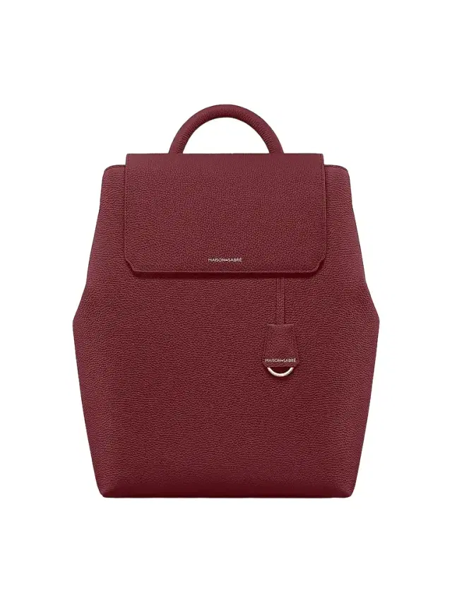 Maison de Sabre Women's Medium Leather Soft Backpack - Plum Red