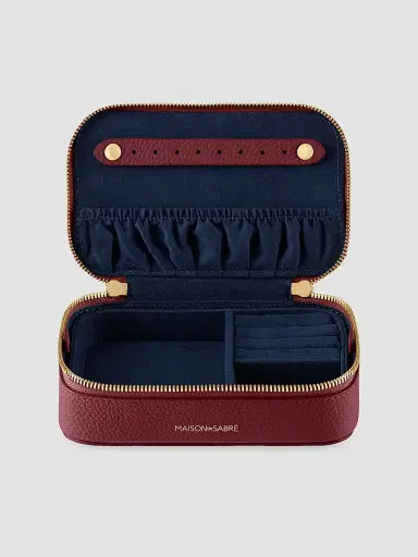 MAISON de SABRÉ Women's Leather Jewelry Case - Plum Red | Thumbnail 2