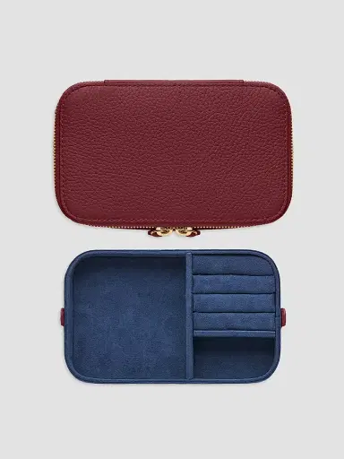 MAISON de SABRÉ Women's Leather Jewelry Case - Plum Red | Thumbnail 5