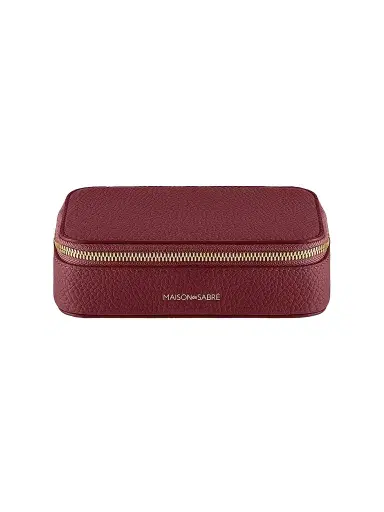 MAISON de SABRÉ Women's Leather Jewelry Case - Plum Red | Thumbnail 1