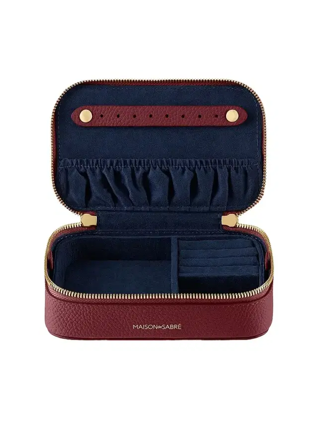 Maison de Sabre Leather Jewelry Case - Plum Red