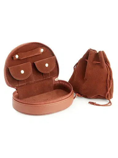 Royce New York Royce New York Compact Jewelry Case - Tan | Thumbnail 1