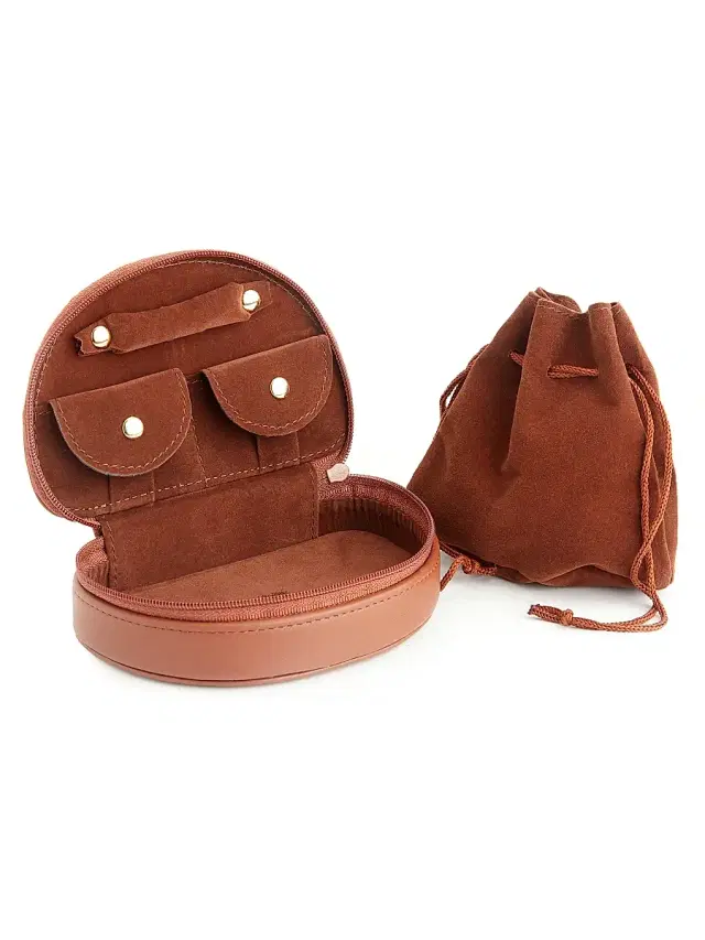 Royce New York Compact Jewelry Case - Tan