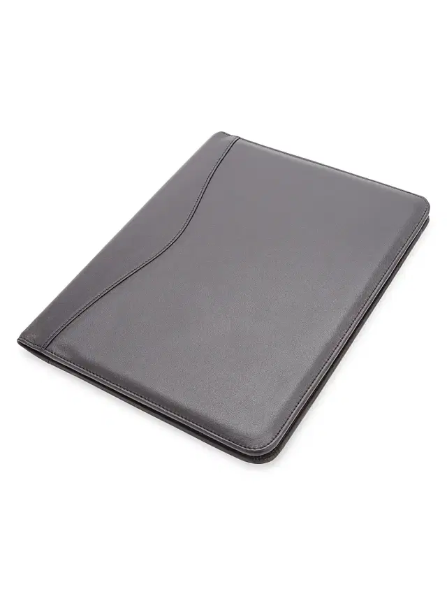 Royce New York Leather Suede-Lined Writing Portfolio - Black