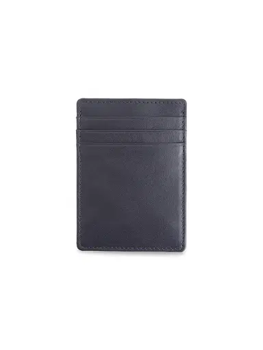 Royce New York Men's Leather Magnetic Money Clip Wallet - Navy Blue | Thumbnail 2
