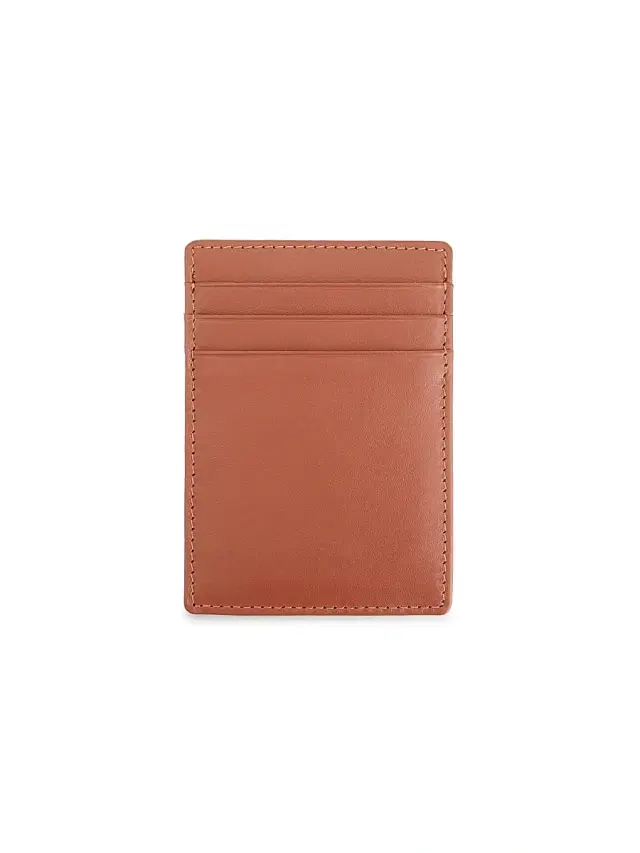 Royce New York Men's Leather Magnetic Money Clip Wallet - Tan