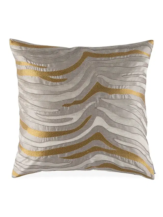 Lili Alessandra Peru Tiger Square Pillow - Pewter Platinum Gold