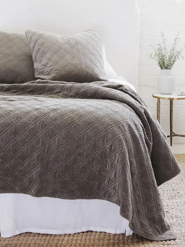 Pom Pom at Home Brussels Coverlet - Pewter European