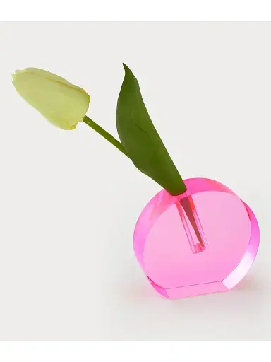 Tizo Pink Crystal Flat Round Vase - Pink Small | Thumbnail 2 Tizo Pink Crystal Flat Round Vase - Pink Small | Thumbnail 2