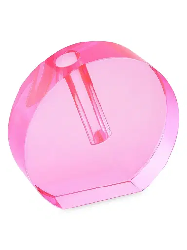 Tizo Pink Crystal Flat Round Vase - Pink Small | Thumbnail 1 Tizo Pink Crystal Flat Round Vase - Pink Small | Thumbnail 1