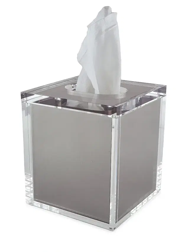 Tizo Lucite Tissue Box Cover - Silver
