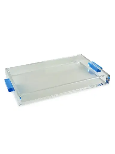 Tizo Lucite Handled Tray - Blue Clear - Size 12x8 | Thumbnail 1