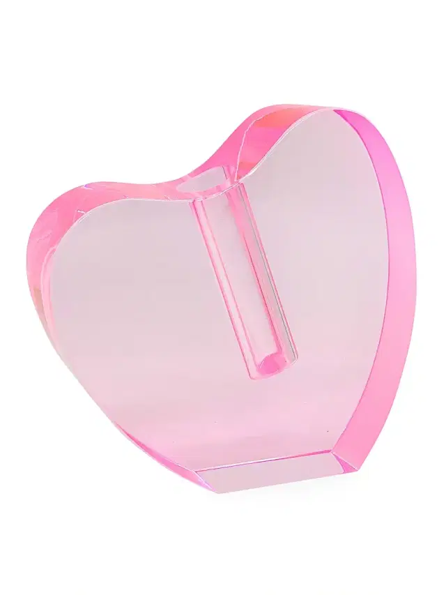Tizo Crystal Heart Vase - Pink Large
