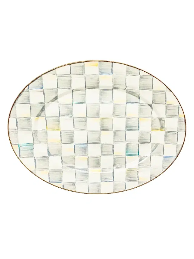 MacKenzie-Childs Checked Oval Platter - Sterling Check Small