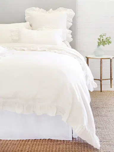 Pom Pom at Home Charlie Linen Duvet Cover - Cream Euro | Thumbnail 1 Pom Pom at Home Charlie Linen Duvet Cover - Cream Euro | Thumbnail 1