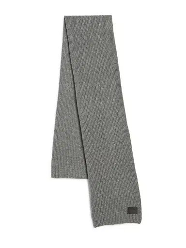 Vince Men's Cashmere Shaker-Stitch Scarf - Melange Grey | Thumbnail 1 Vince Men's Cashmere Shaker-Stitch Scarf - Melange Grey | Thumbnail 1