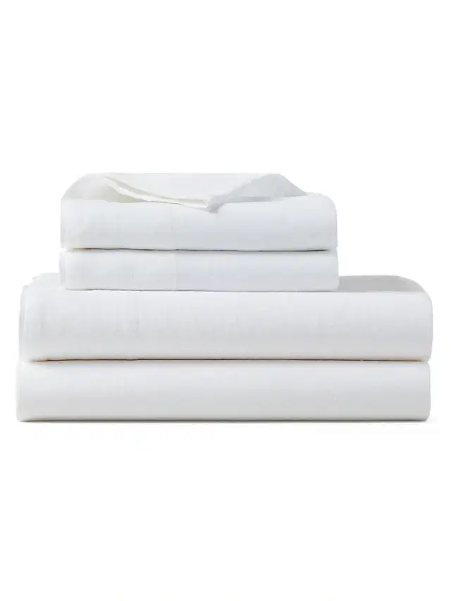 Ralph Lauren RL Linen Flat Sheet - White Full