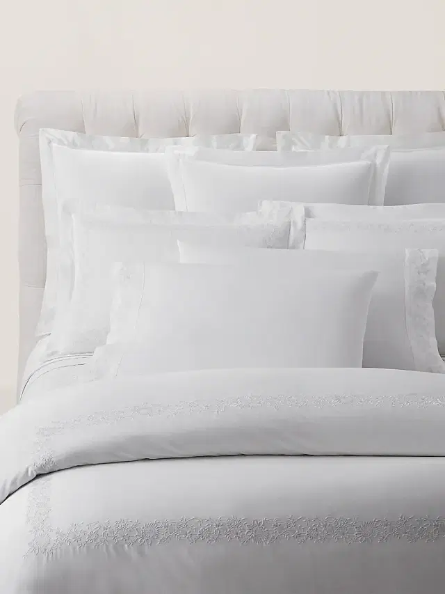 Ralph Lauren Eloise Embroidery Cotton Sheets & Pillowcases Collection - Studio White King