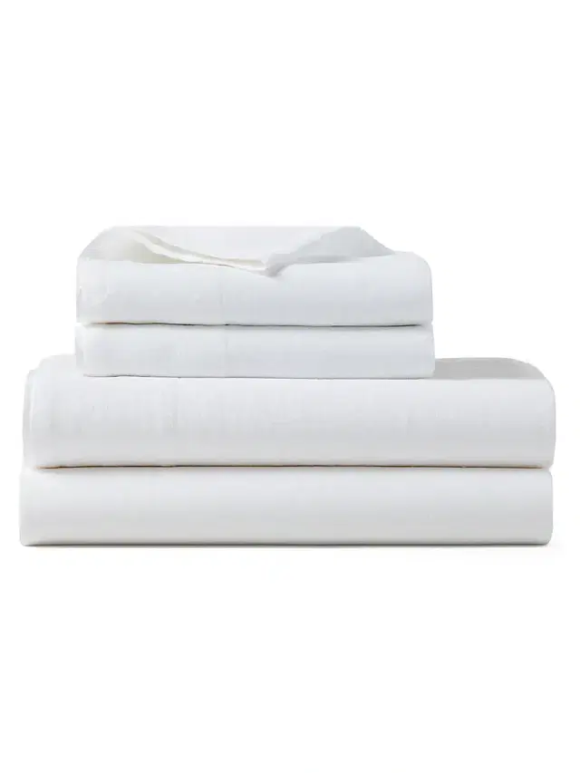 Ralph Lauren RL Linen Fitted Sheet - White Twin