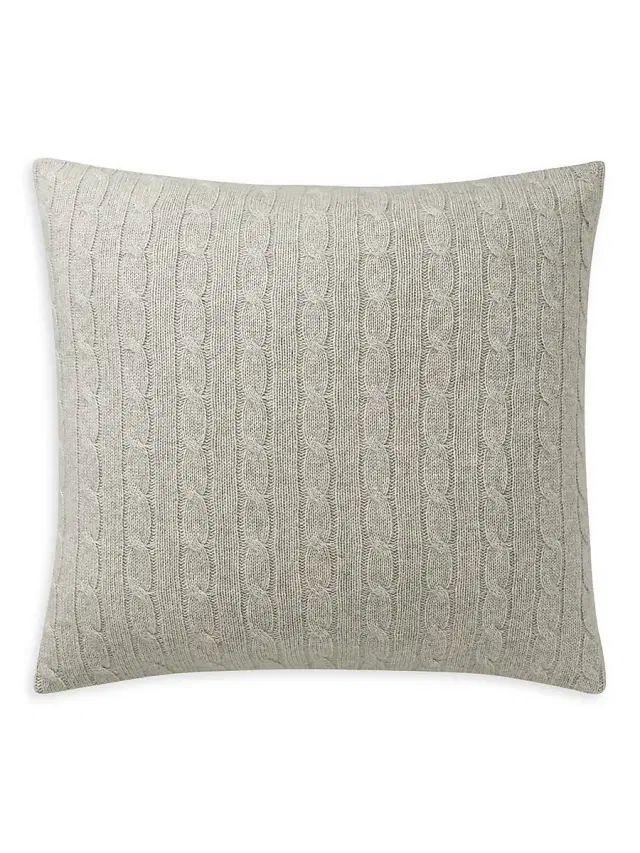 Ralph Lauren Cable-Knit Cashmere Throw Pillow - Heather Gray