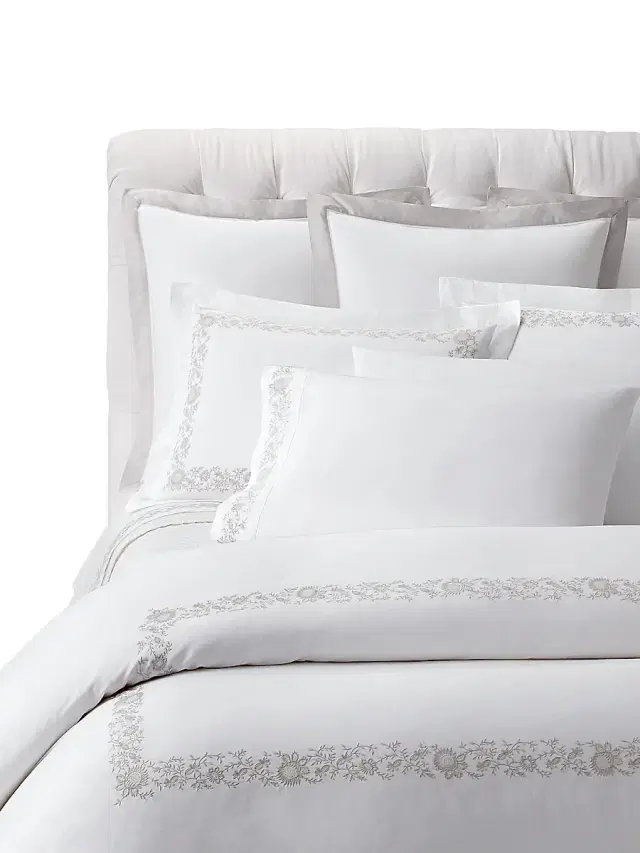 Ralph Lauren Eloise Embroidery Cotton Duvet & Sham Collection - True Platinum European