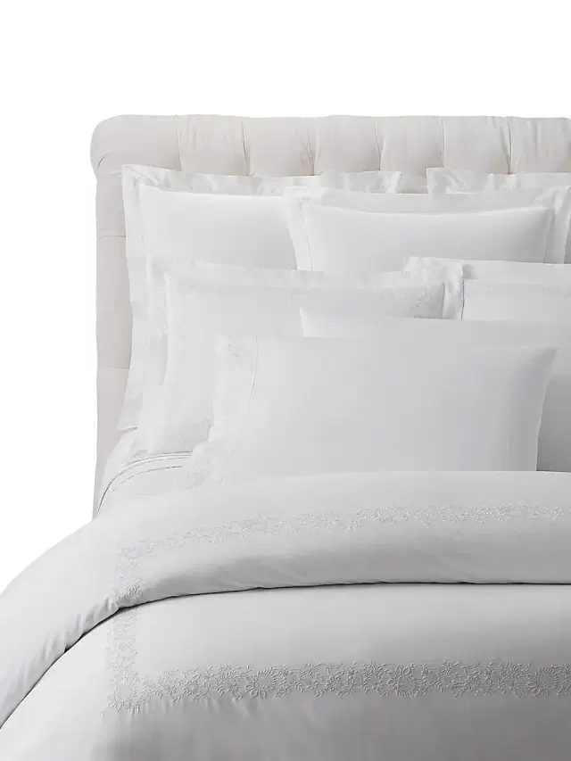 Ralph Lauren Eloise Embroidery Cotton Duvet & Sham Collection - Studio White European