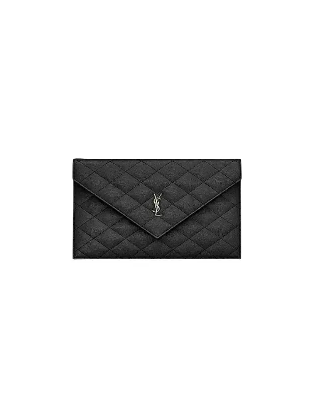 Saint Laurent Women's Paris Pouch in Grain De Poudre Leather - Black