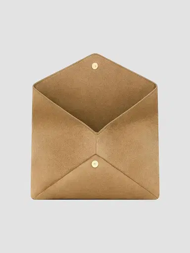 Saint Laurent Women's Cassandre Large Envelope Pouch in Suede | Thumbnail 4